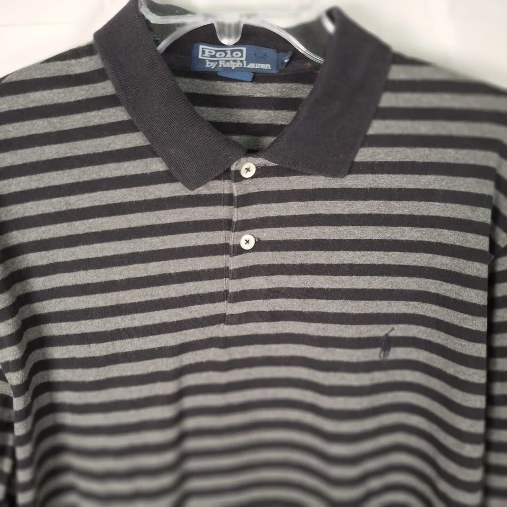 Polo by Ralph Lauren Men's Long Sleeve Striped Polo - Black & Gray
